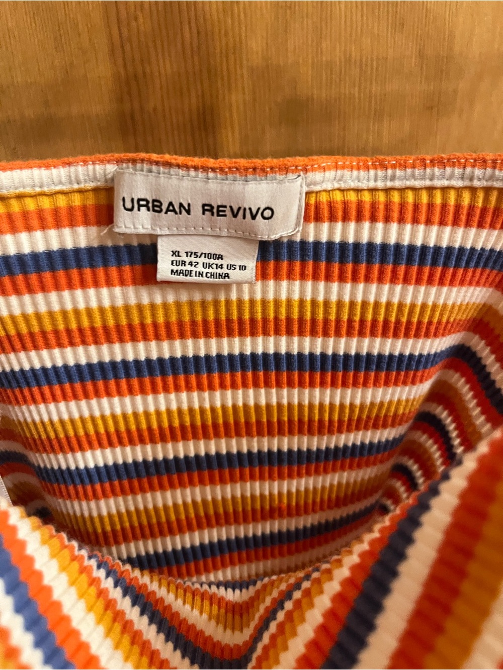 Striped Ribbed Cropped Cami in Orange Multicolor - Picture 2 of 6